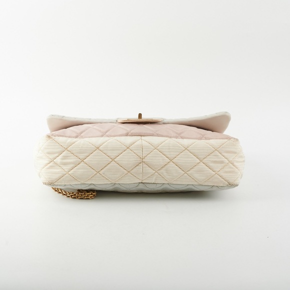 CHANEL Grosgrain Satin Tricolor 2.55 Reissue Flap Gray Pink White - Picture 3 of 10